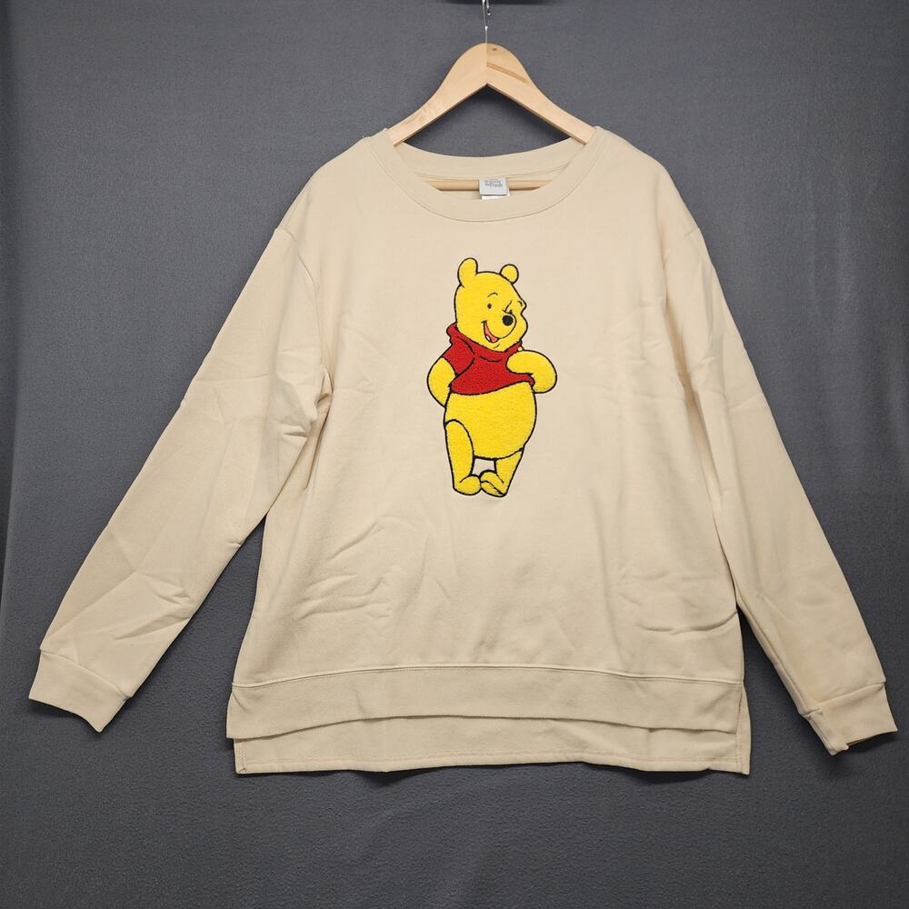 Disney Winnie The Pooh Sweatshirt Womens XXL Ivory Textured Fuzzy